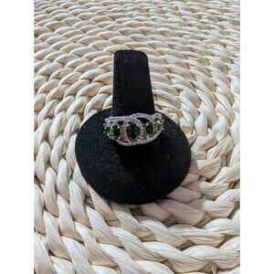 Women's Size 6 CHROME DIOPSIDE & WHITE SAPPHIRE RING W/Gift Box-Christmas Gift